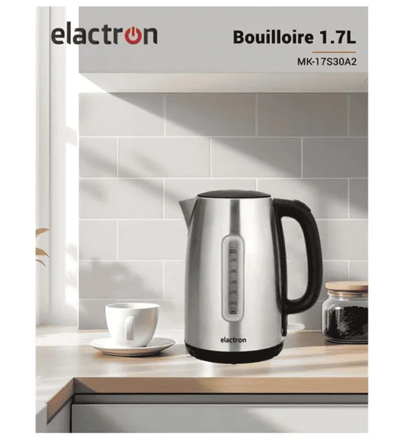 BOUILLOIRE ELECTRIQUE ELACTRON NOIR & INOX – 1.7 L