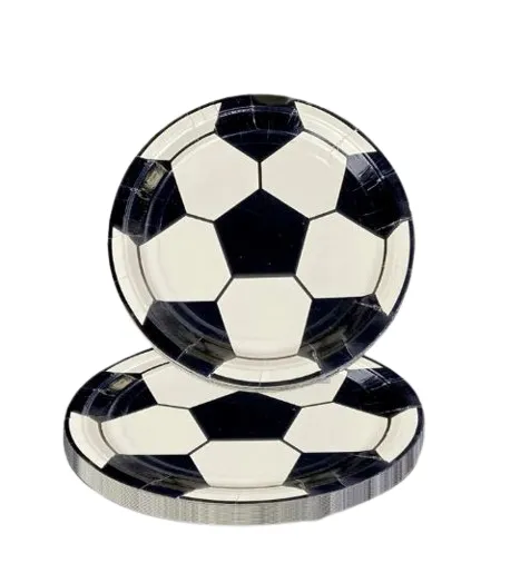 Assiettes en carton football – 24 pièces (7 pouces)