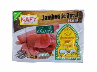 CDA NAFY - Jambon de boeuf halal aux olives - 125G