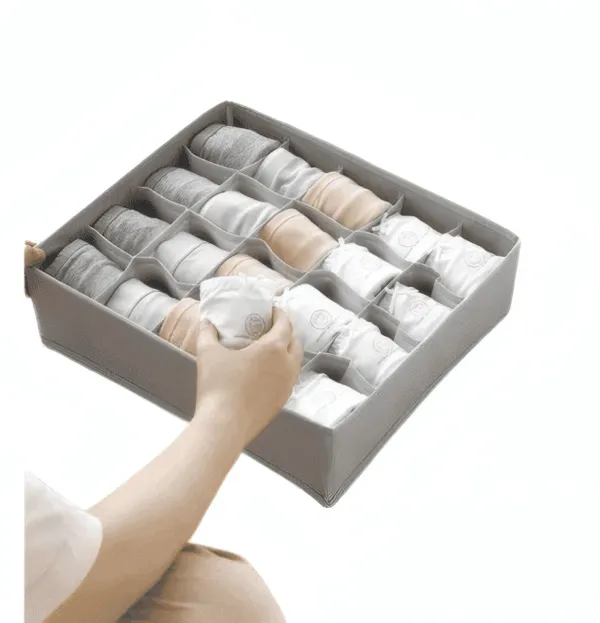 Boîte de Rangement pour Sous-Vêtements Gris Organisateur de Vêtements intimates