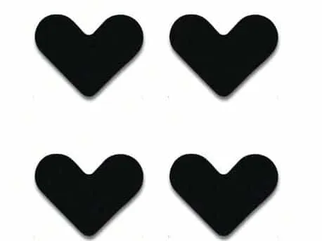 Bande de tapis,  antidérapant réutilisable lavable en PU  Noir/Coeur , 4 pièces