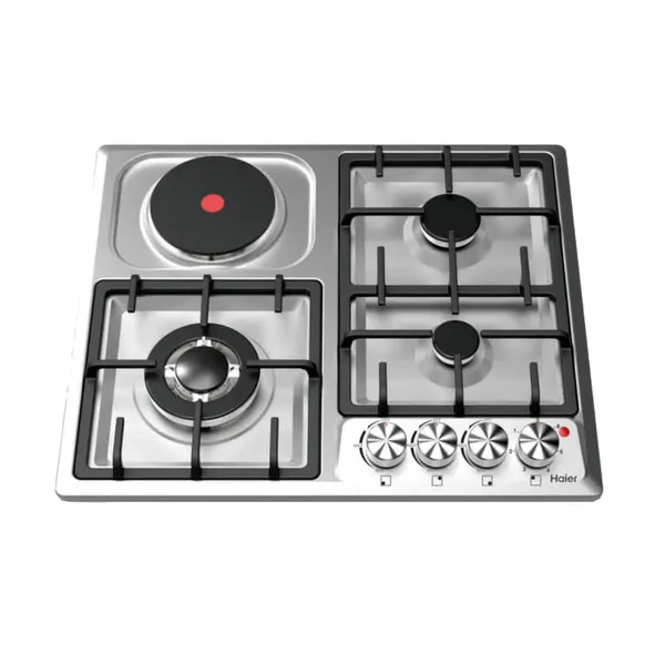 Plaque Haier Encastrable 4FEUX Mixte 3F A Gaz 1F Electrique Inox HOBF60FS