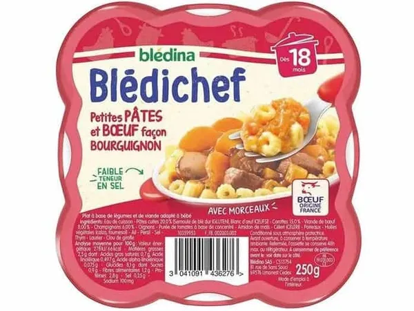 BLEDINA - Blédichef - Petites pâtes et bœuf façon bourguignon - 250g