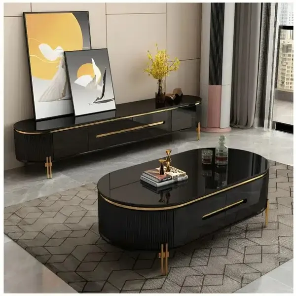 Table Console 180X40CM M6318/ 130X70CM Noir G6318 + M6318