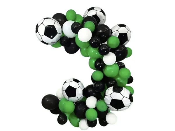 Ensemble de ballons verts thème football pour anniversaire, 74 pièces