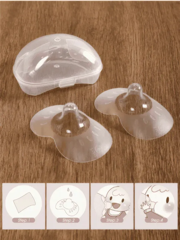 Lot de 2 Couvre-Seins en Silicone avec Boîte – Allaitement Anti-Douleur