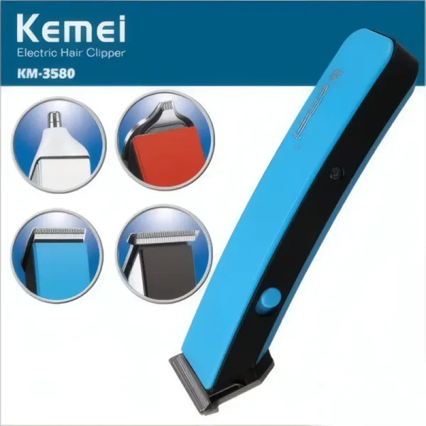 Tondeuse Électrique Multifonction KEMEI KM-3580 - 4 en 1 pour Hommes et Enfants