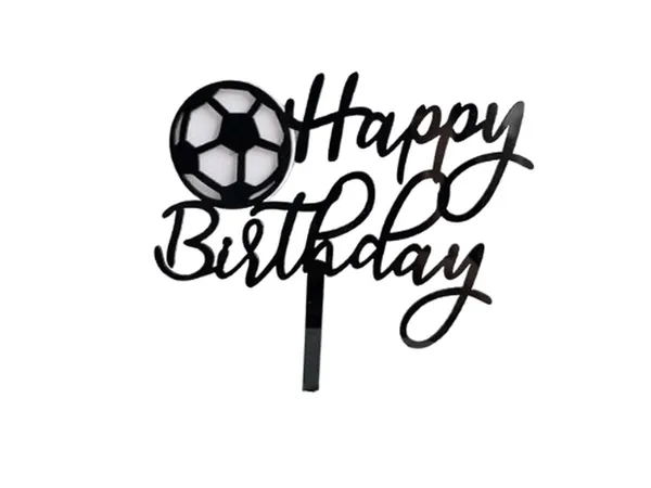 Figurine de gâteau d'anniversaire en acrylique motif football,