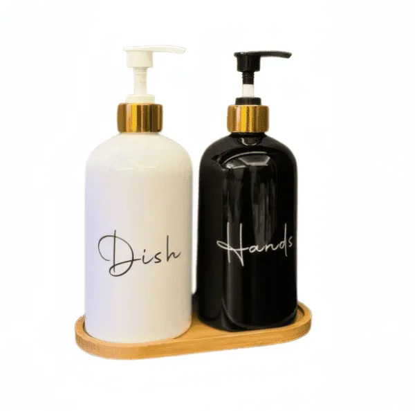 Bouteilles de distributeur de savon liquide - 2 pièce avec plateau