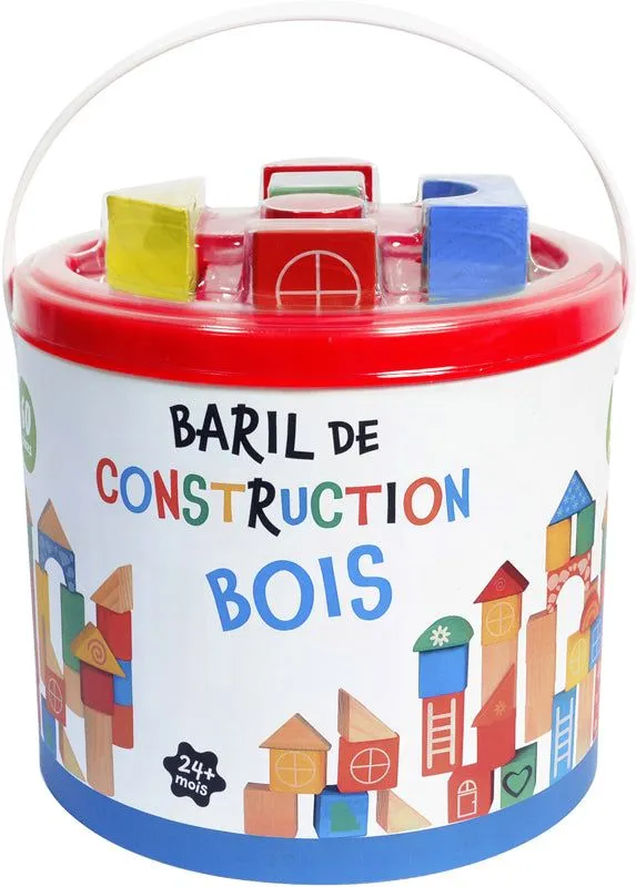 Baril de Construction Bois 60 Pièces Circuit Train Enfant 3 Ans Kit Jouet Éveil Durable