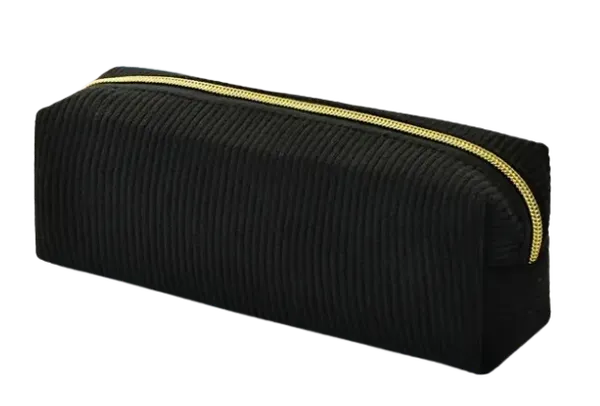 trousse écolière en polyester durable avec fermeture éclair, noir