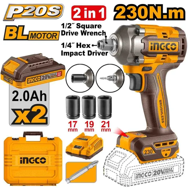 Visseuse / clé à chocs sans fil 20V INGCO CIWLI20236