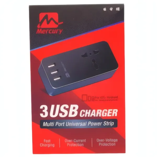 Rallonge Universelle Multiport MERCURY avec 3 Ports USB