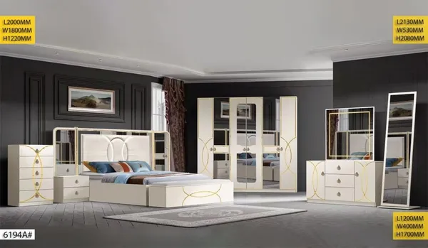 Chambre à Coucher Armoire 6 battants 6 pièces Beige 6194A