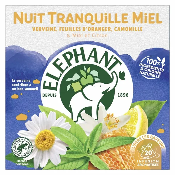 ELEPHANT- Nuit tranquille miel 20 sachets