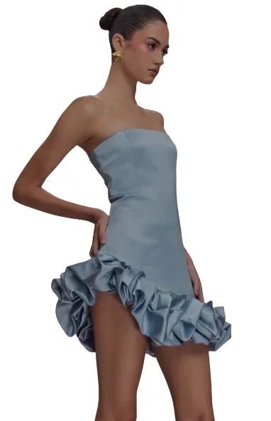 MESHKI Robe mini à bulles - bleue taille XS