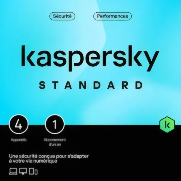 Antivirus Kaspersky Standard - Licence 4 postes pour 1 an