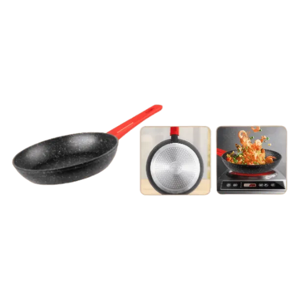 Poêle Decakila 24 cm Granit - Fond Induction et Manche Rouge