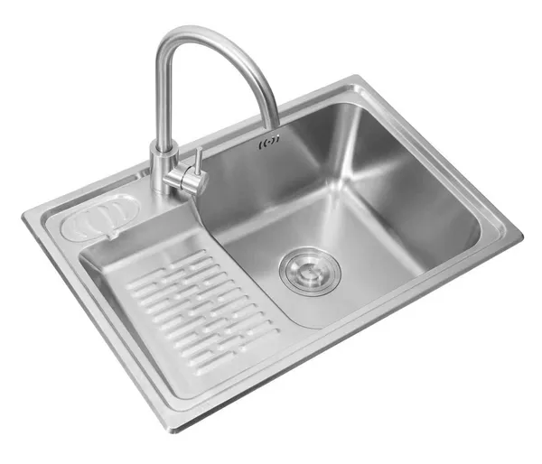 Evier de cuisine 6645 en acier inoxydable 304-finition brossée-blanc