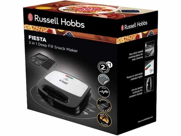RUSSELL HOBBS FIESTA - Toaster 3 en 1 - Gaufre - Tacos - Croque Monsieur