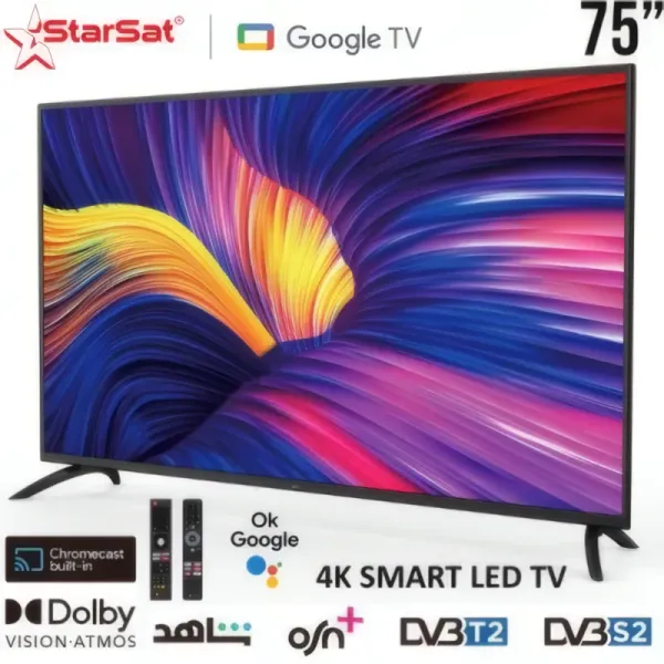 Téléviseur StarSat Google TV 4K 75" - Écran Quantum Dot avec Dolby Vision IQ