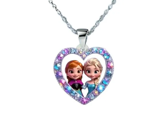 Collier Acrylique 2D Princesse Elsa – Chaîne Réglable