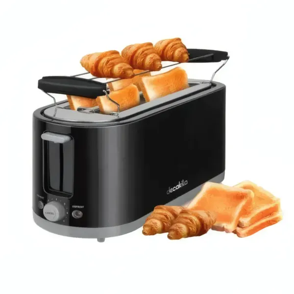 Grille-pain 4 Fentes Decakila - 1400W avec Support Viennoiseries