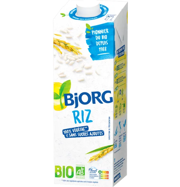 BJORG - Lait de riz Sans Sucre - Lait Végétal Bio 1 L