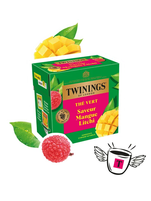 TWININGS-Thé vert saveur mangue , litchi -20 sachets