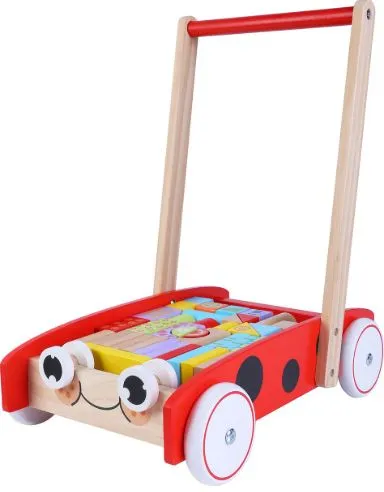 Trotteur en bois - Chariot 40 cubes en bois