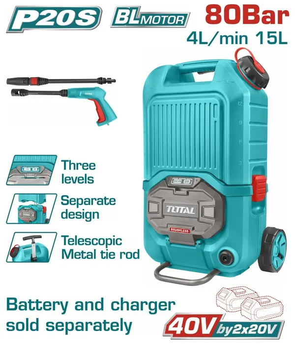 Cordless pressure washer sans fil 40V TOTAL TPWLI4006