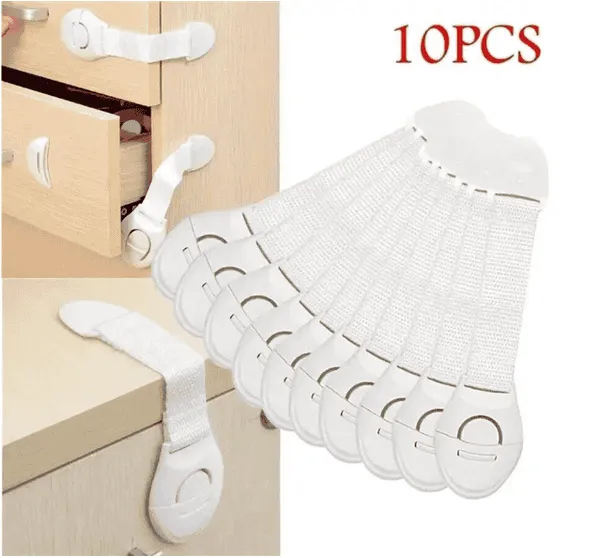 Lot de 10 Verrous de Sécurité Enfant pour Tiroirs & Placards