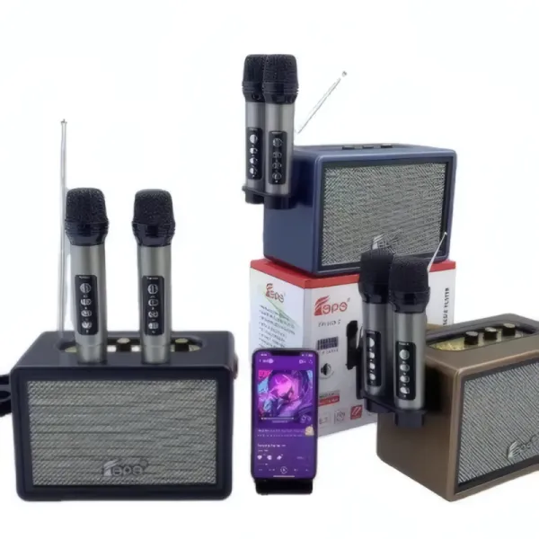 Enceinte Bluetooth Karaoké Portable FEPE FP-383-S - 12W, 2 Microphones