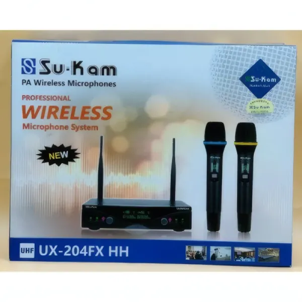 Kit de 2 Micros Sans Fil Professionnel UHF Su-kam UX-204FX