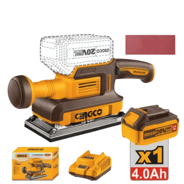 Ponceuse de Finition Sans Fil Ingco 20V Brushless