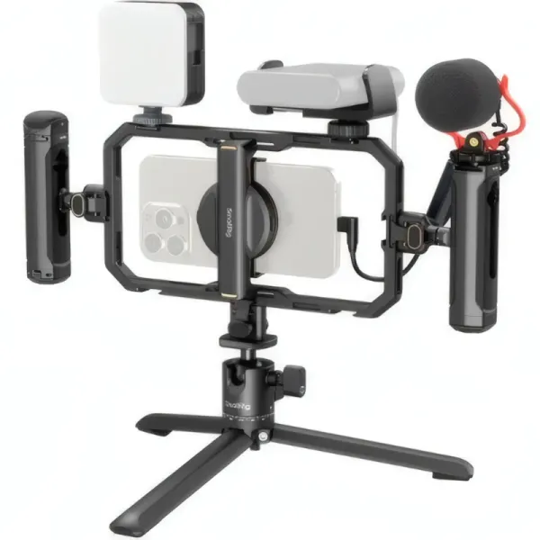 SmallRig 4704 Kit vidéo tout-en-un pour les créateurs de smartphones avec système audio et d'éclairage Édition complète Quick Pro