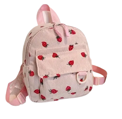 Sac à Dos Imprimé Fraise – Fermeture à Glissière