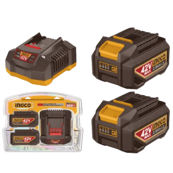 Kit 2 Batteries 42V 2,5 Ah + Chargeur Rapide Ingco