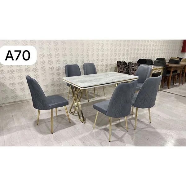 Table à Manger 6 places 80X140 Métal Noir A70