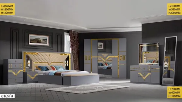 Chambre à Coucher Armoire 6 battants 6 pièces Gris 6189F