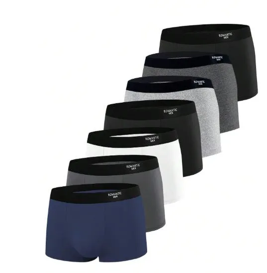 Lot de 7 Boxers Homme – Bordures en Blocs de Couleur, Style Décontracté