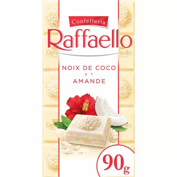 Raffaello – Tablette Chocolat Blanc, Noix de Coco & Amande - 90 g