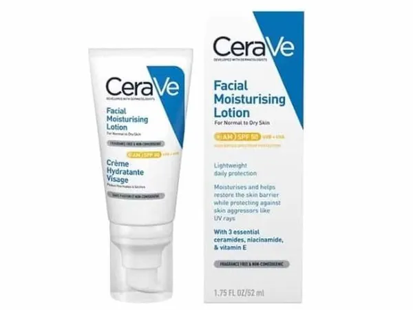CERAVE - Lotion Visage Hydratante SPF50 Peaux Sèches à Normales - 52ML