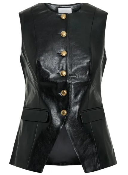 MESHKI - Gilet sans manches en similicuir noir - Taille XS