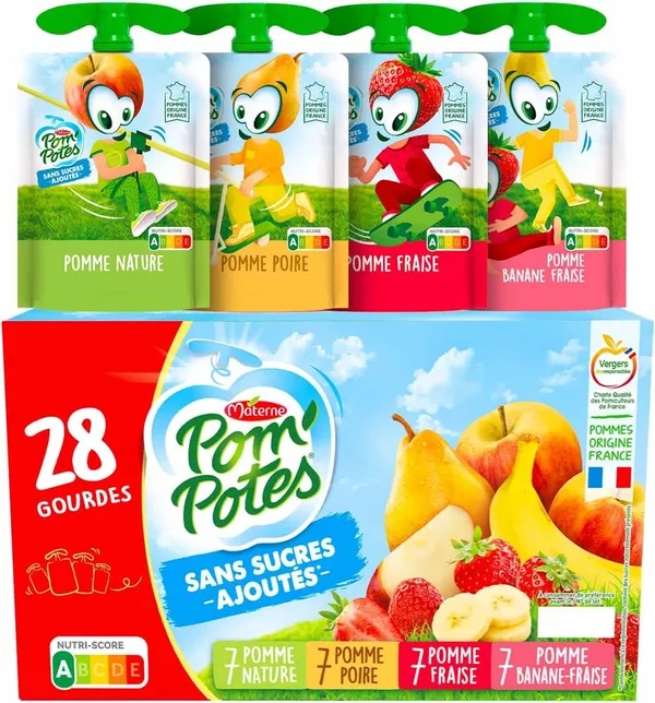POM'POTES - Compote Gourde Sans Sucres Ajoutés - 28 x 90g