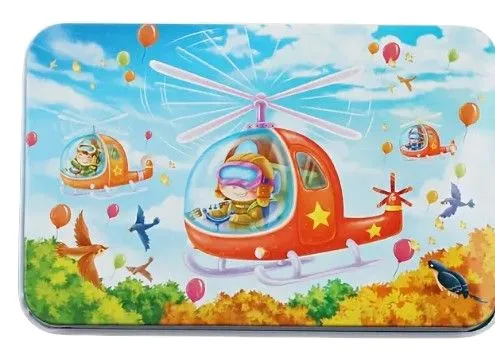 Puzzle Hélicoptère En Bois Plateau Métal Enfants Débutants Concentration Motricité Fine