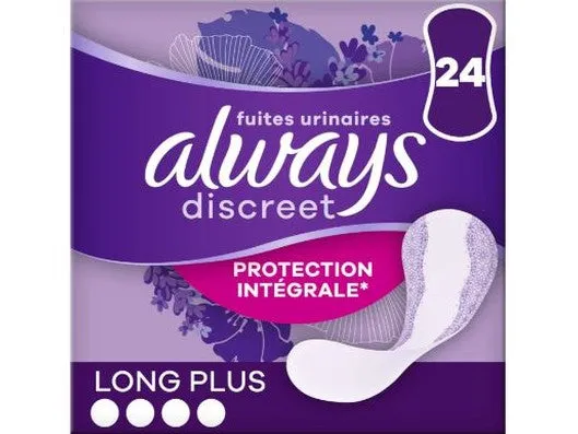 ALWAYS DISCREET – Serviettes Incontinence Plus Long, x24