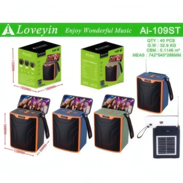 Haut-parleur Bluetooth Portable Multifonction avec Panneau Solaire LOVEYIN AI-109ST