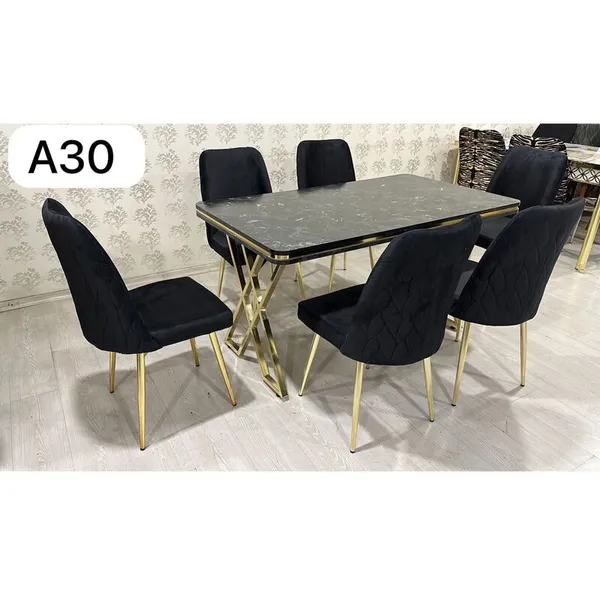 Table à Manger 6 places 80X140 Métal Noir A30