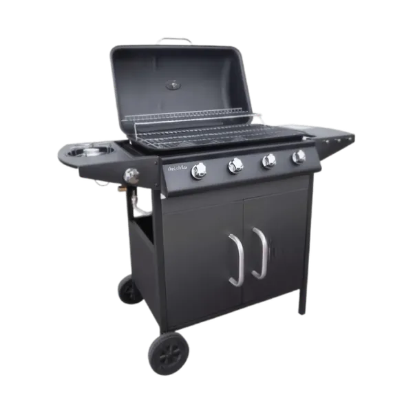 Barbecue à gaz Decakila 4 brûleurs + feu latéral - Noir